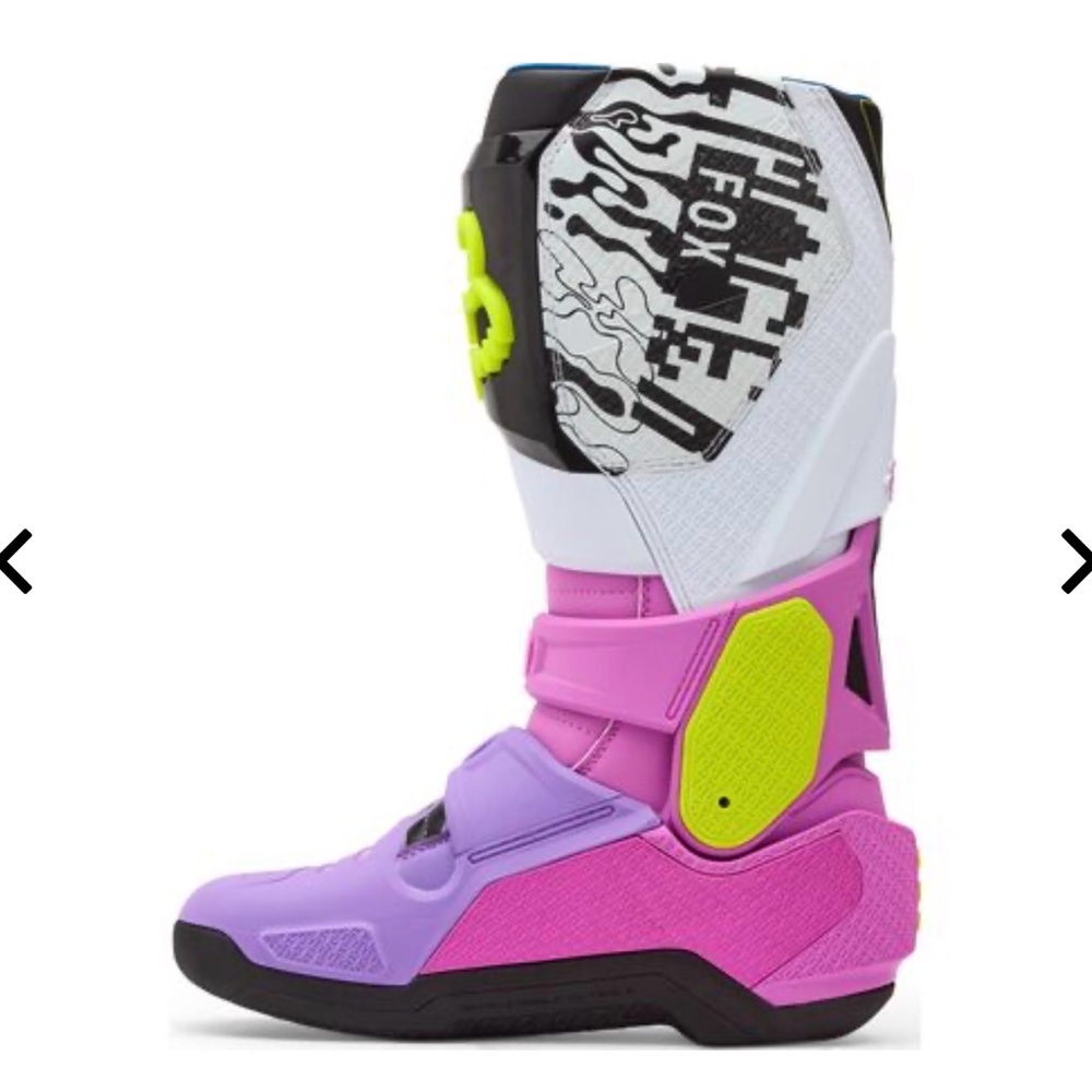Fox Men's Motocross Boots in Pink, Purple, Neon Yellow, White - Picture 3 of 15